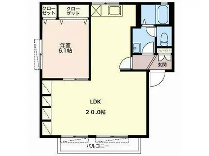 ハンプデンコートA(1LDK/2階)の間取り写真