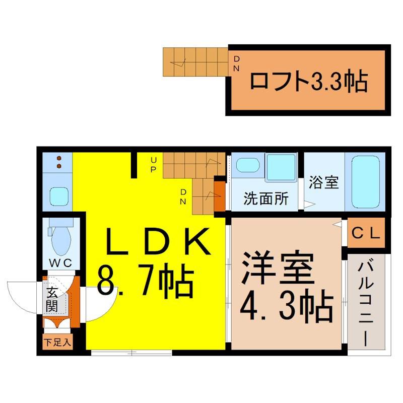 フェリーチェ山王(1LDK/1階)の間取り写真
