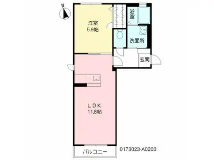 シャーメゾン大牟田(1LDK/2階)の間取り写真