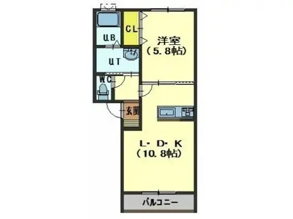 CALME カルム(1LDK/3階)の間取り写真