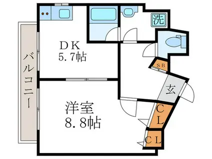 ピースフル桂(1DK/3階)の間取り写真
