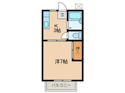 エバラケイスイハイツ(1K/2階)の間取り写真