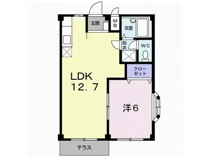 エルディム武下(1LDK/1階)の間取り写真