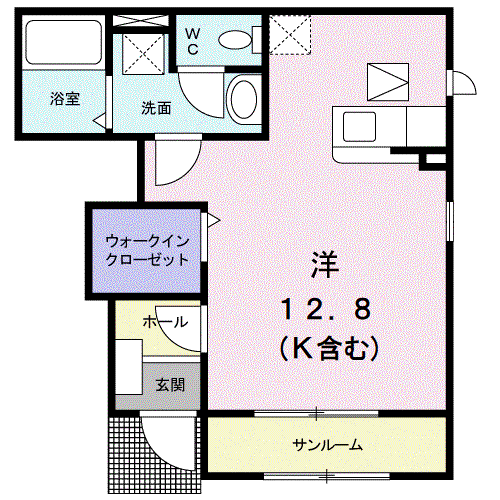 ラ・フォンテーヌ IV(ワンルーム/1階)の間取り写真