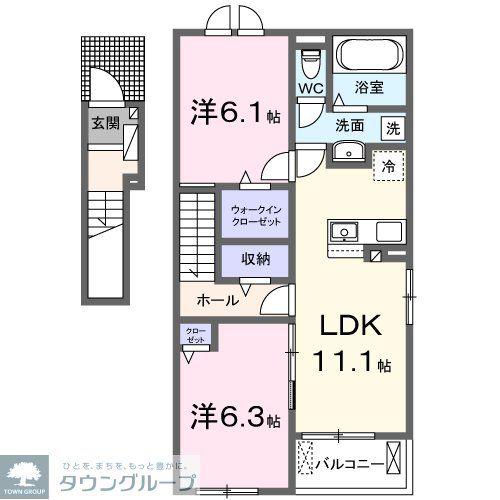 グランシャリオ伊勢崎 壱番館(2LDK/2階)の間取り写真
