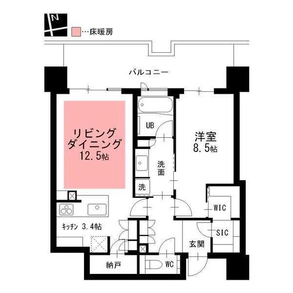 ザ・ファインタワー名古屋今池(1LDK/22階)の間取り写真