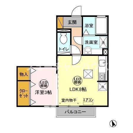 ヴィクトワール(1LDK/1階)の間取り写真