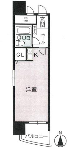 ライオンズマンション亀島(ワンルーム/8階)の間取り写真