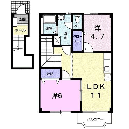 サンライズ21C(2LDK/2階)の間取り写真