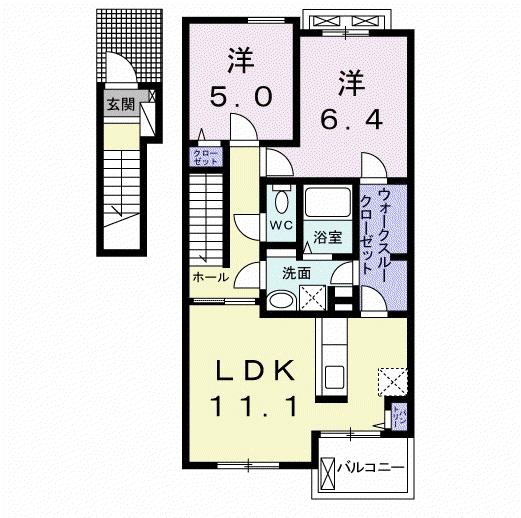 パレスみのり(2LDK/2階)の間取り写真