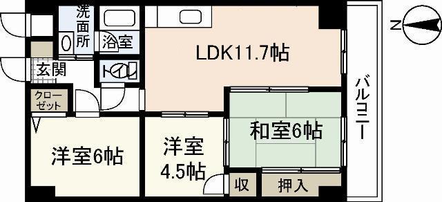 シャルマン財官I(3LDK/4階)の間取り写真
