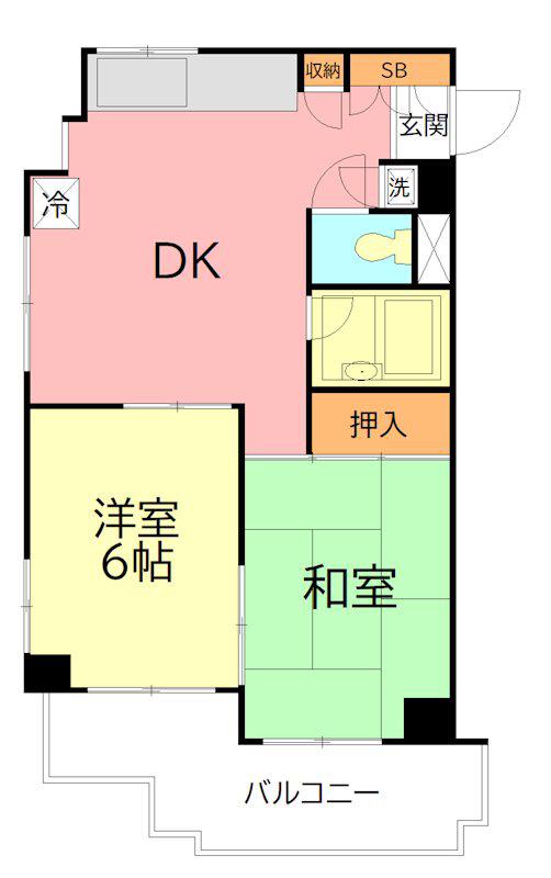 ジュネパレス平塚第6(2DK/2階)の間取り写真