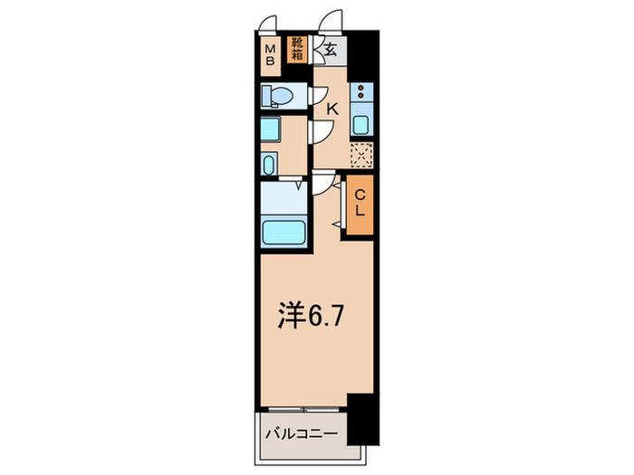 S-RESIDENCE茶屋ヶ坂(1K/11階)の間取り写真
