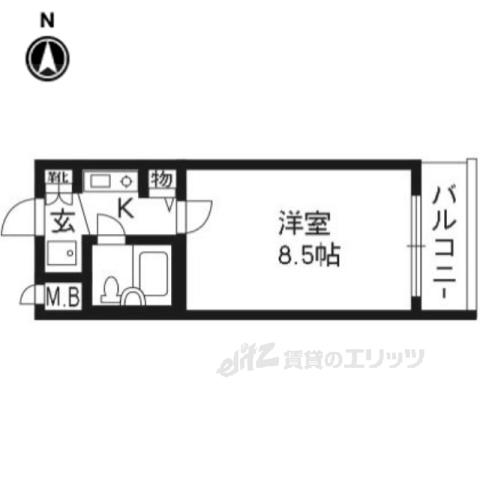 ライオンズマンション鴨川北(1K/2階)の間取り写真