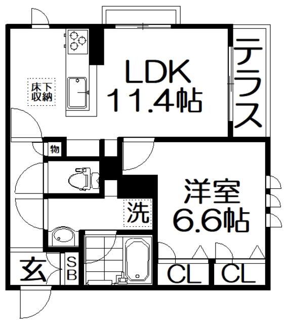 シャーメゾンひらかた(1LDK/1階)の間取り写真