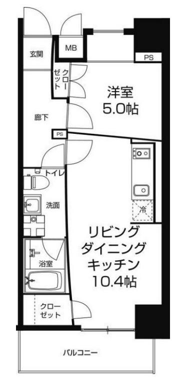 URBAN FLATS中之島(1LDK/10階)の間取り写真
