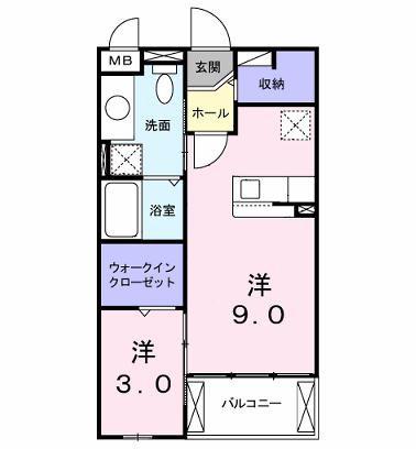 サンハウス志家(1LDK/2階)の間取り写真