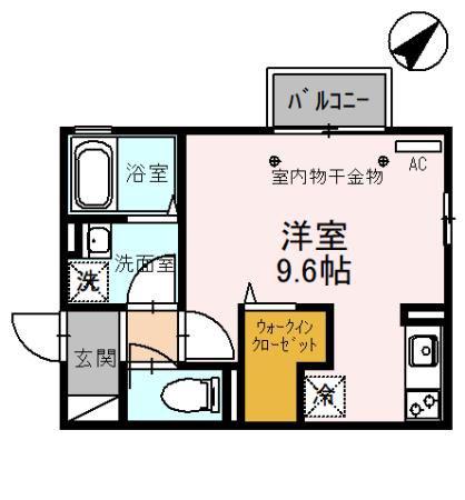 ハイエストヒル A棟(ワンルーム/2階)の間取り写真