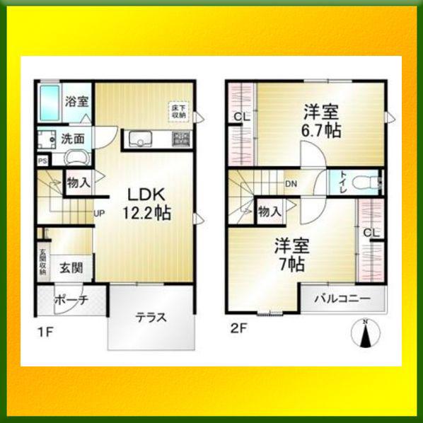 西武新宿線 田無駅 徒歩12分 2階建 築9年(2LDK/1階)の間取り写真