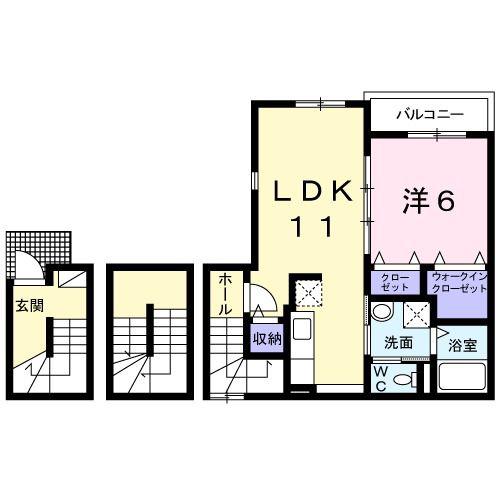 コンソラトゥール(1LDK/3階)の間取り写真