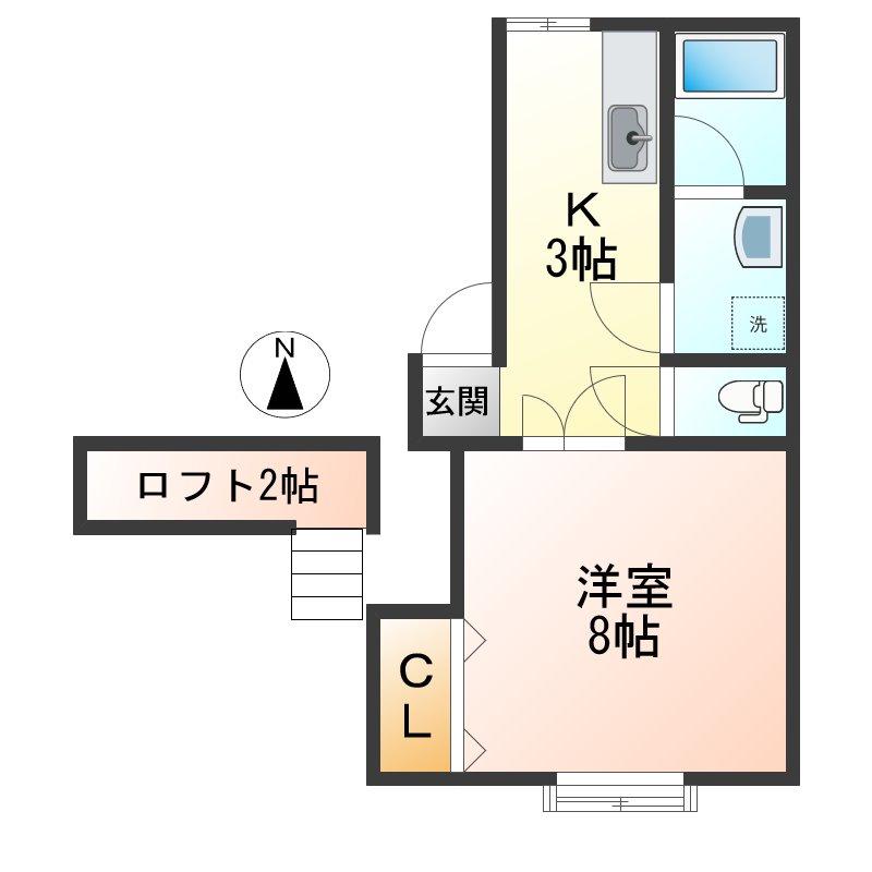 ダイヤ14鈴川(1K/1階)の間取り写真