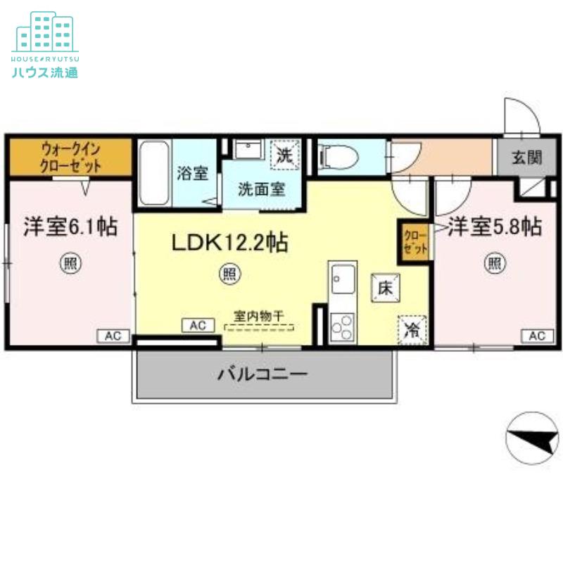 ライク・ア・パラソル(2LDK/3階)の間取り写真
