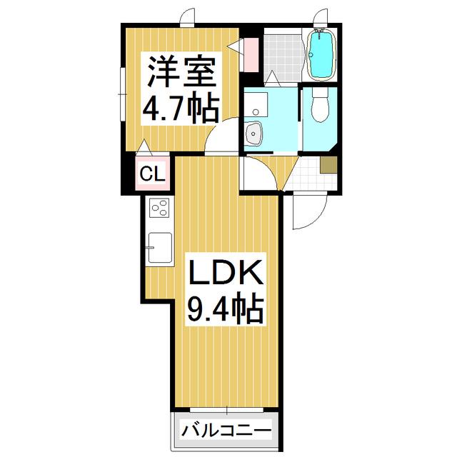 ディアコートみすず(1LDK/1階)の間取り写真