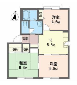 コンフォルタ藤沢町E(3K/1階)の間取り写真