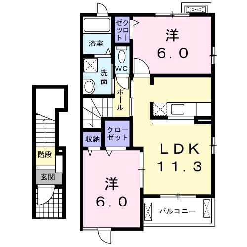 フレア SAKU(2LDK/2階)の間取り写真