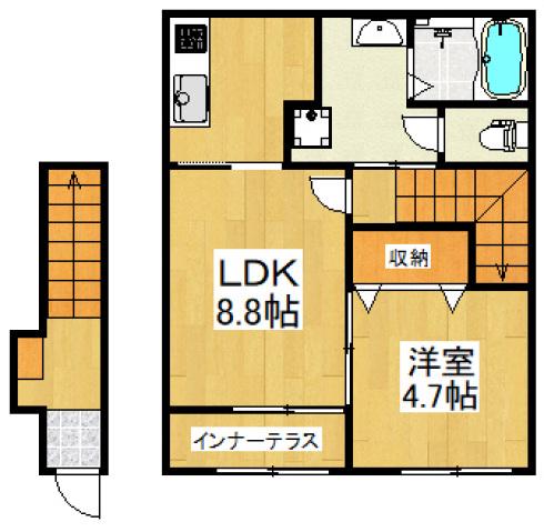 HALELEA・AOBA(2K/2階)の間取り写真