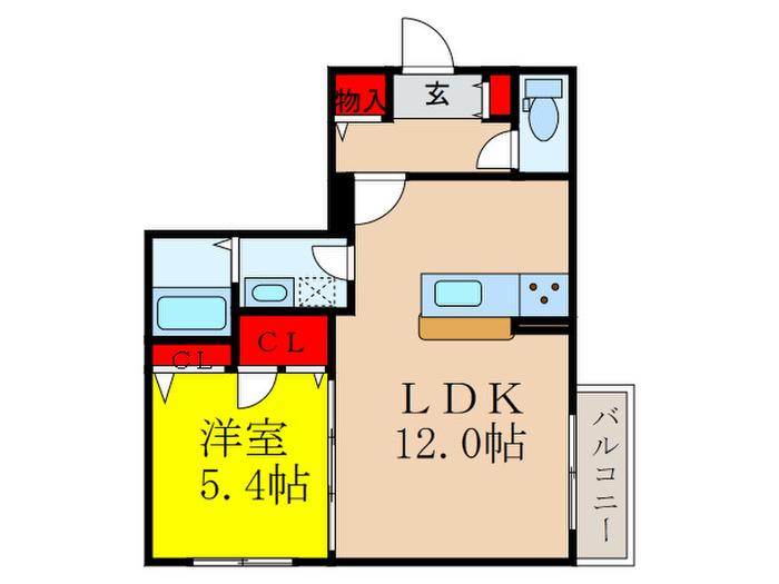 SHAMAISON ASANE(1LDK/1階)の間取り写真