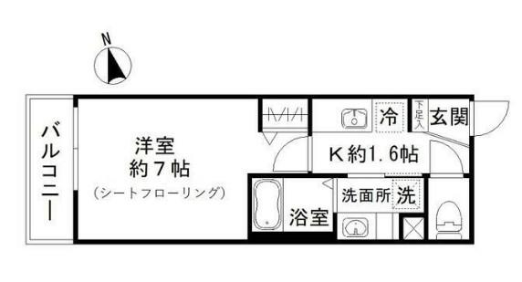 Jブラン葛西(1K/2階)の間取り写真