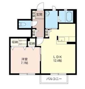 フォレスト富士山A(1LDK/1階)の間取り写真