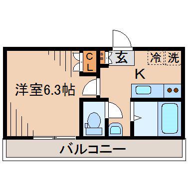 CASA鶴見市場(1K/2階)の間取り写真