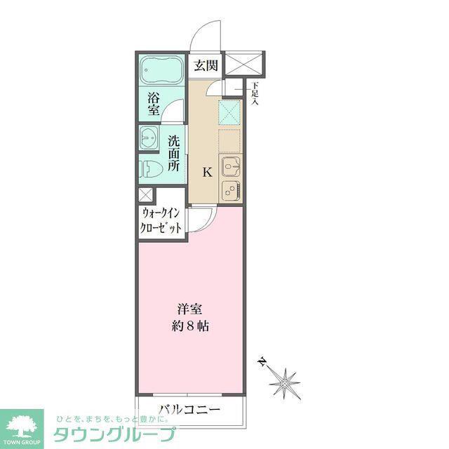 ベルフェリーク西小山(1K/2階)の間取り写真