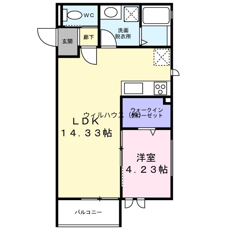 MAISONLUNA(1LDK/2階)の間取り写真