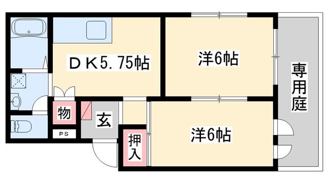 ローレルハイツI(2DK/2階)の間取り写真