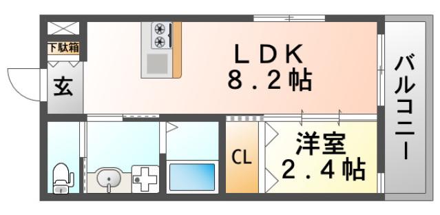 リアコート関大前II(1LDK/3階)の間取り写真