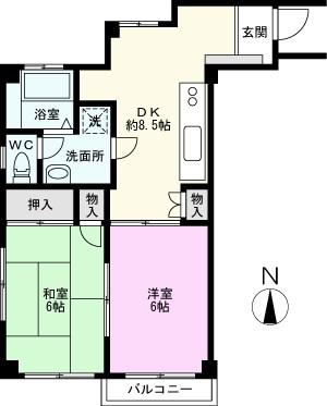 南勢堂ビル(2DK/3階)の間取り写真