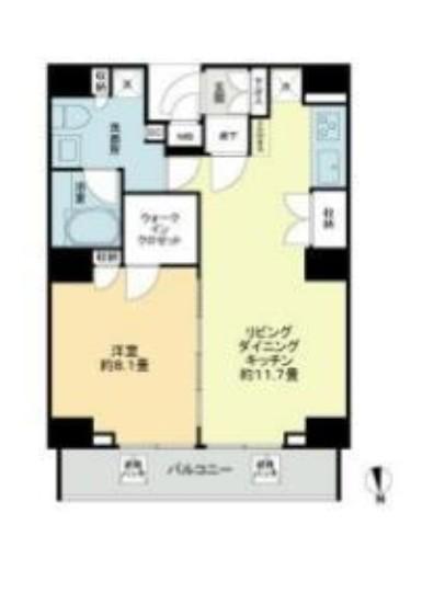 VIOR文京関口(1LDK/13階)の間取り写真