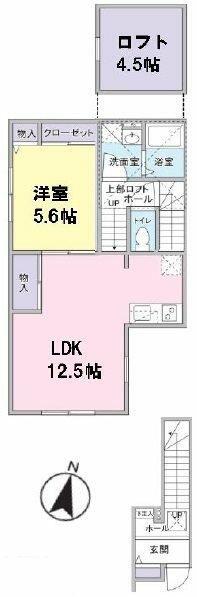 WISHING STAR(1LDK/2階)の間取り写真
