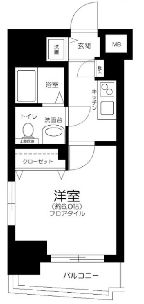 パークウェル曙橋(1K/6階)の間取り写真