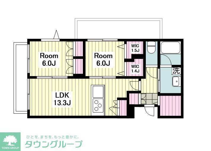 MILLE MERCIS(2LDK/3階)の間取り写真