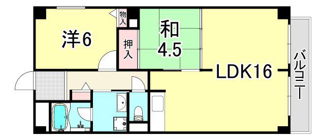 フローラル長洲(2LDK/2階)の間取り写真