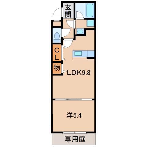 ロックブリッジ(1LDK/1階)の間取り写真
