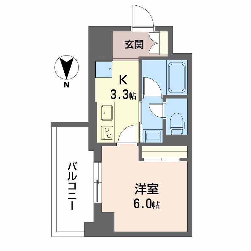 セルン新町(1K/8階)の間取り写真