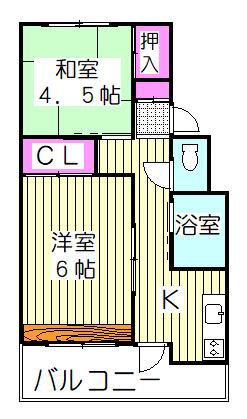 中銀新青木公園団地9号棟(2K/3階)の間取り写真