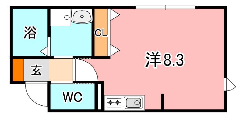 玉島長尾アパート(ワンルーム/2階)の間取り写真