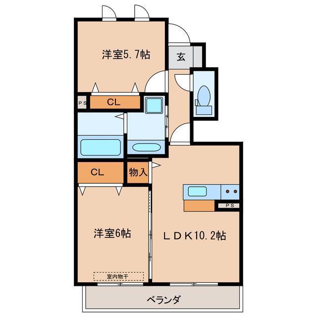 メゾン ド フェリオ(2LDK/1階)の間取り写真