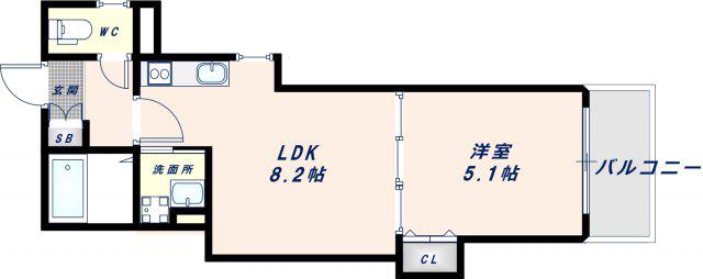 クリエオーレ大蓮東I(1LDK/1階)の間取り写真